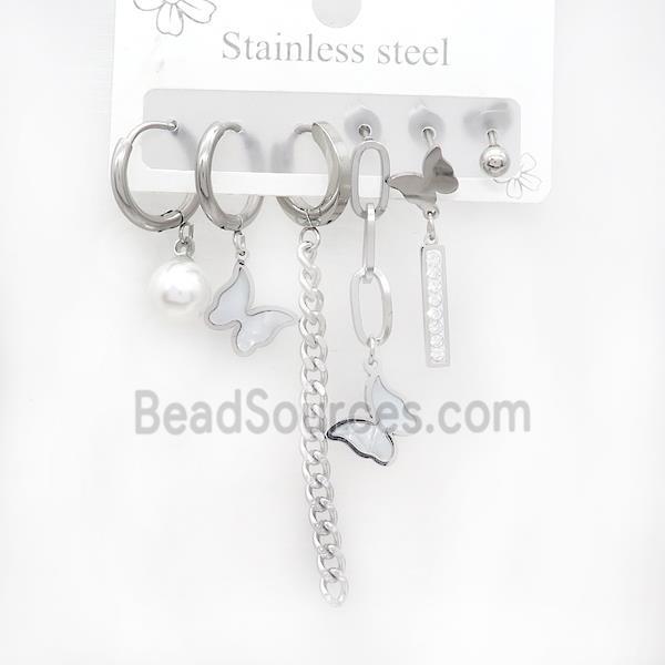 Raw Stainless Steel Earrings Butterfly