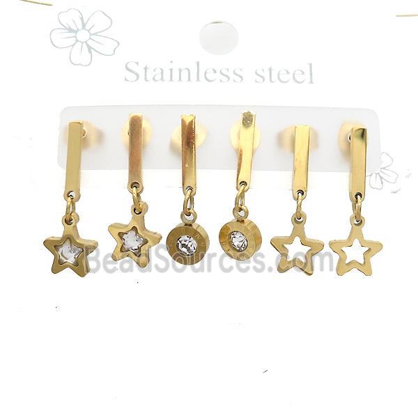 Stainless Steel Earrings Star Gold Plated