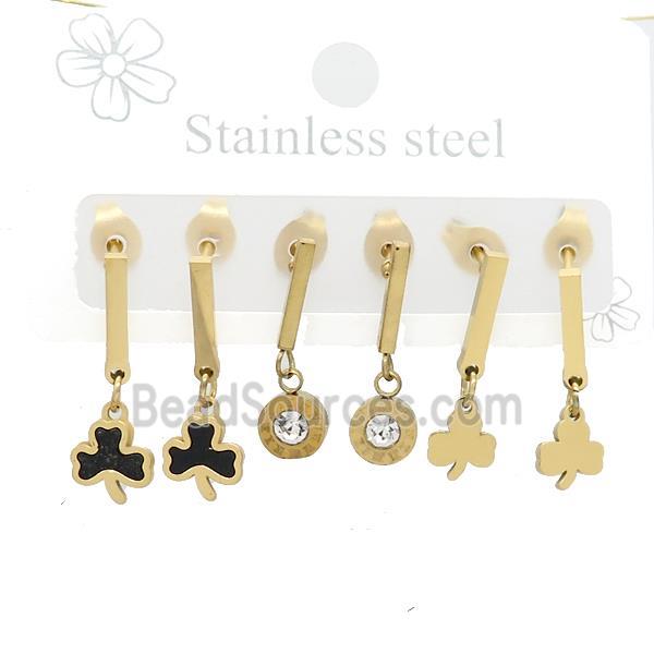 Stainless Steel Earrings Clover Gold Plated