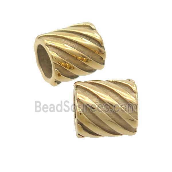 Stainless Steel Tube Beads Large Hole Column Gold Plated