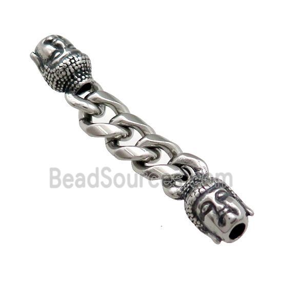 Stainless Steel CordEnd Buddha Antique Silver