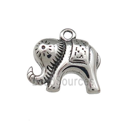 Stainless Steel Elephant Charms Pendant Antique Silver