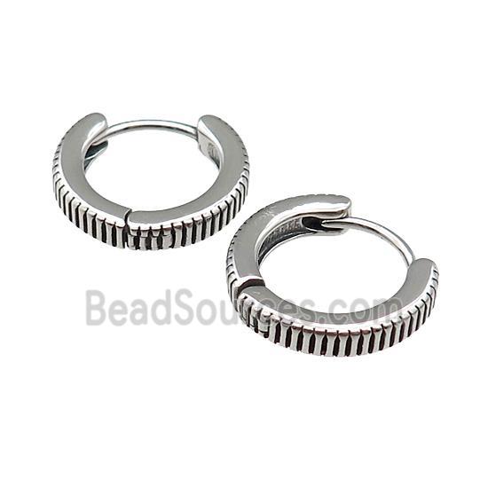 Stainless Steel Hoop Earrings Antique Silver