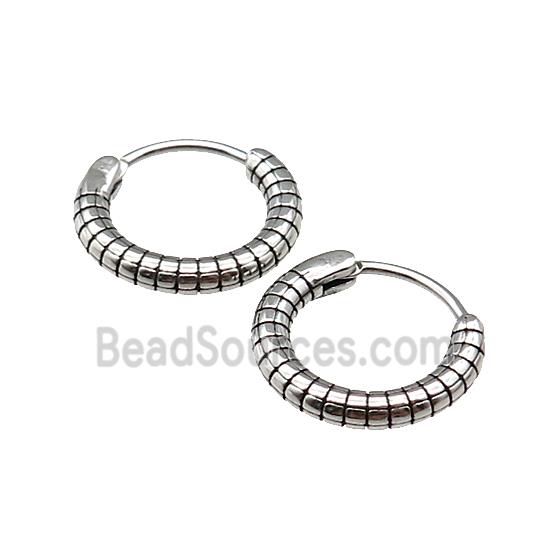 Stainless Steel Hoop Earrings Antique Silver