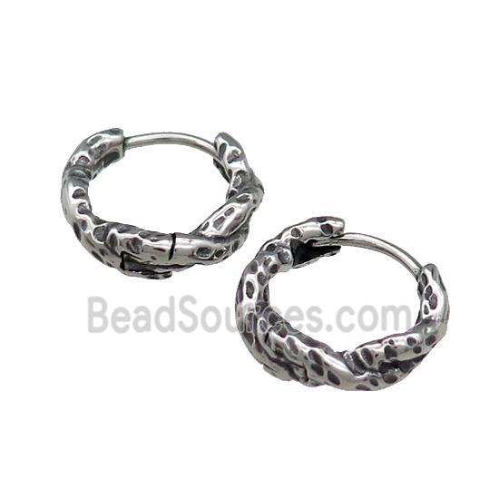 Stainless Steel Hoop Earrings Antique Silver