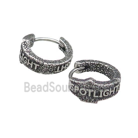 Stainless Steel Hoop Earrings Antique Silver