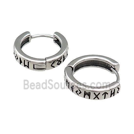 Stainless Steel Hoop Earrings Antique Silver