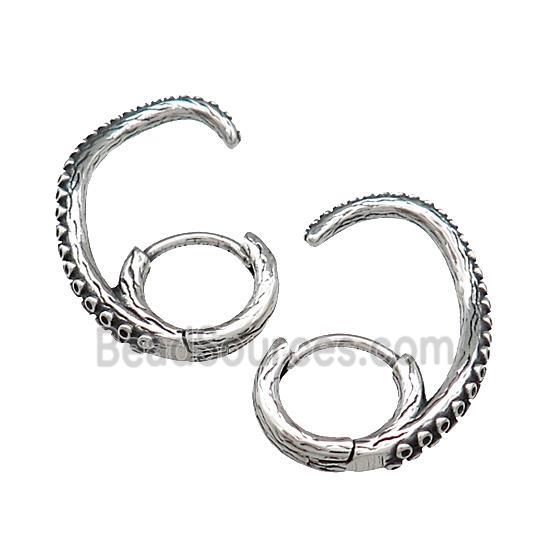 Stainless Steel Hoop Earrings Antique Silver