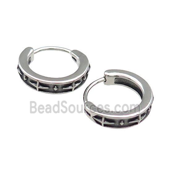 Stainless Steel Hoop Earrings Antique Silver