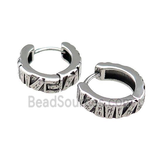 Stainless Steel Hoop Earrings Antique Silver