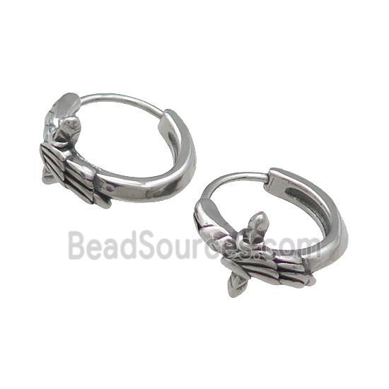 Stainless Steel Hoop Earrings Cross Antique Silver