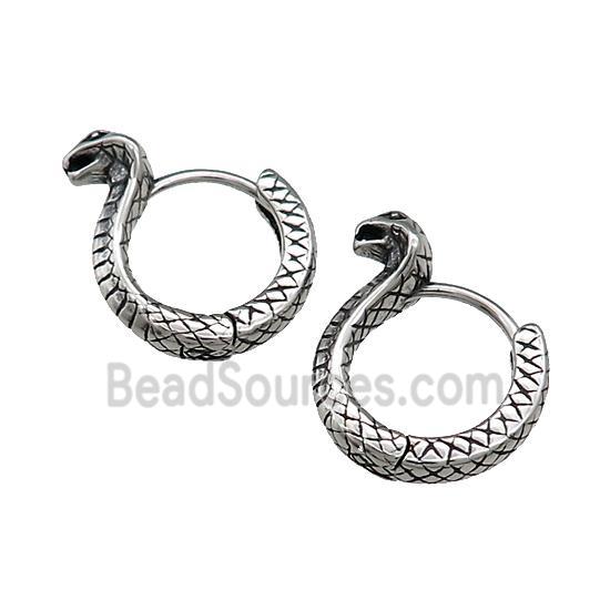 Stainless Steel Hoop Earrings Snake Antique Silver