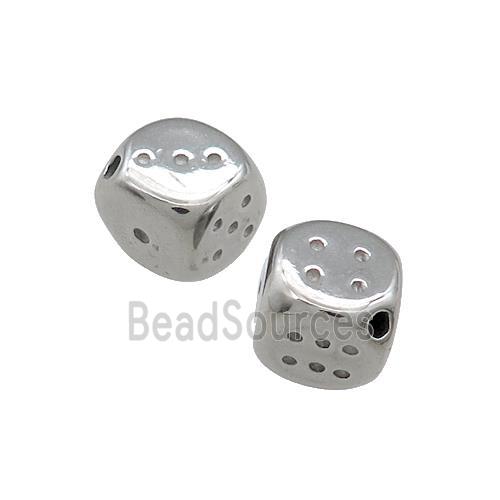 Raw Stainless Steel Dice Beads Cube