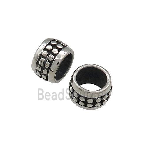 Stainless Steel Rondelle Beads Large Hole Antique Silver