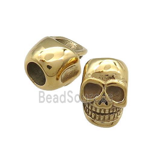 Stainless Steel Skull Beads Large Hole Gold Plated