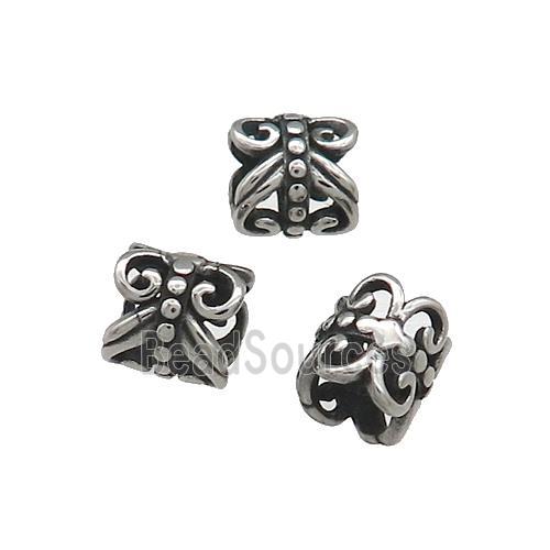 Stainless Steel Tube Beads Large Hole Antique Silver