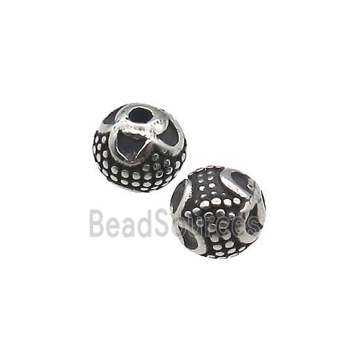 Stainless Steel Round Beads Antique Silver