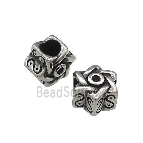 Stainless Steel Star Beads Large Hole Antique Silver