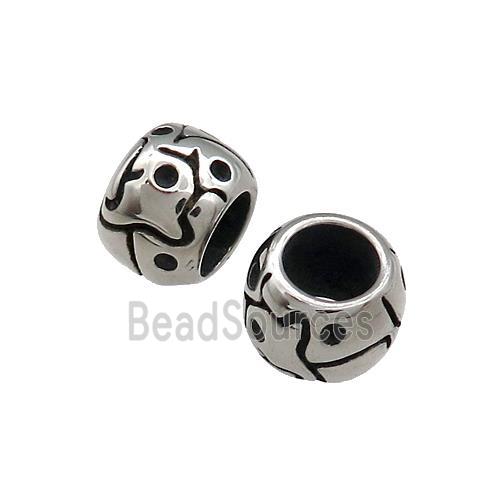 Stainless Steel Rondelle Beads Large Hole Antique Silver