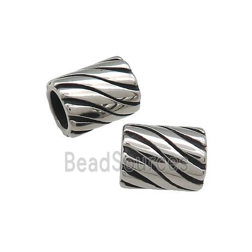 Stainless Steel Tube Beads Column Large Hole Antique Silver