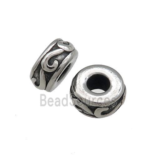 Stainless Steel Rondelle Beads Antique Silver