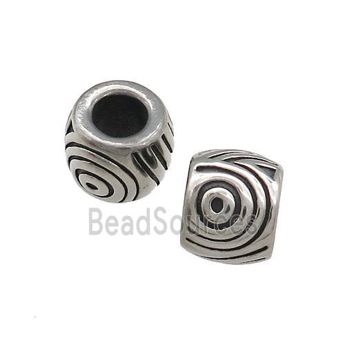 Stainless Steel Barrel Beads Large Hole Antique Silver