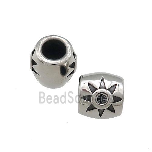 Stainless Steel Barrel Beads Large Hole Antique Silver