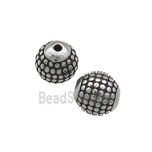 Stainless Steel Round Beads Large Hole Antique Silver