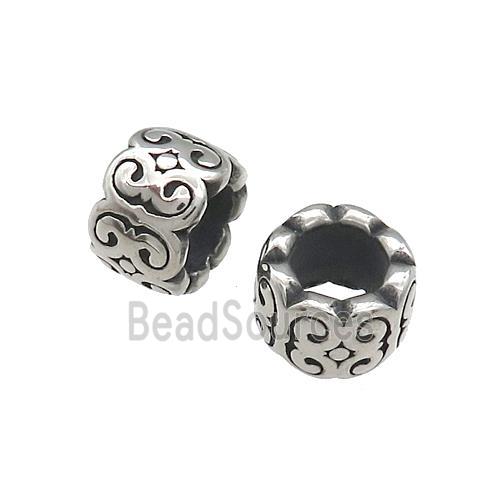 Stainless Steel Column Beads Large Hole Antique Silver