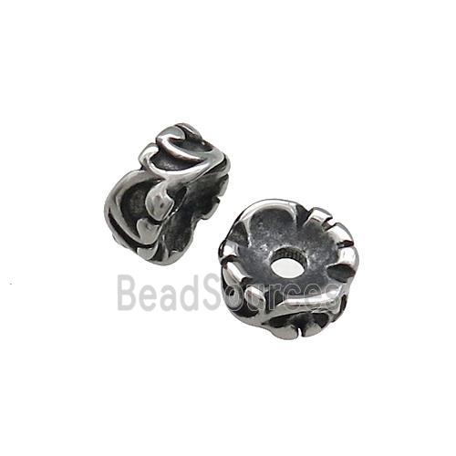 Stainless Steel Rondelle Beads Antique Silver