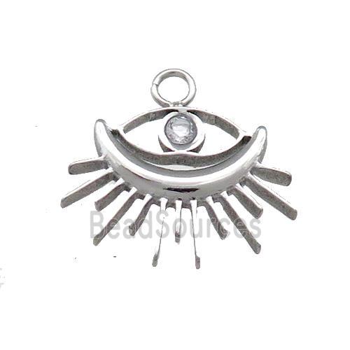 Raw Stainless Steel Eye Pendant Pave Rhinestone