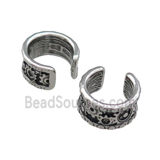 Stainless Steel Clip Earrings Antique Silver