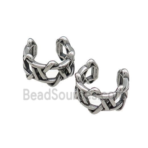 Stainless Steel Clip Earrings Antique Silver