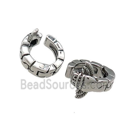 Stainless Steel Clip Earrings Antique Silver