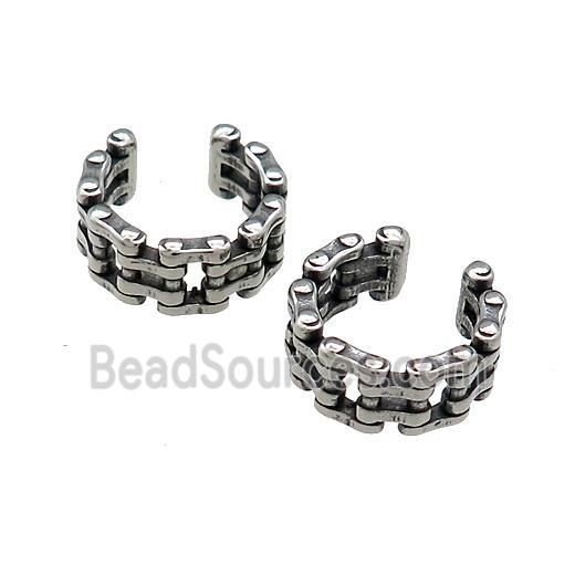 Stainless Steel Clip Earrings Antique Silver