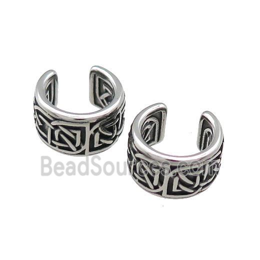 Stainless Steel Clip Earrings Antique Silver