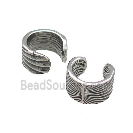 Stainless Steel Clip Earrings Antique Silver