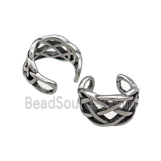 Stainless Steel Clip Earrings Antique Silver