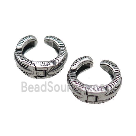 Stainless Steel Clip Earrings Antique Silver