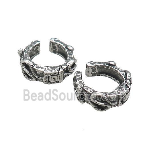 Stainless Steel Clip Earrings Antique Silver