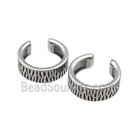 Stainless Steel Clip Earrings Antique Silver