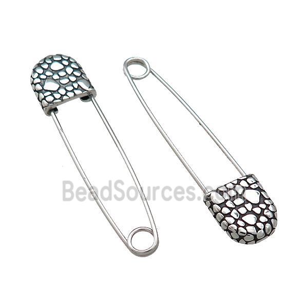 Stainless Steel Safety Pins Antique Silver