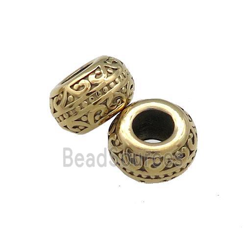 Stainless Steel Rondelle Beads Large Hole Gold Plated