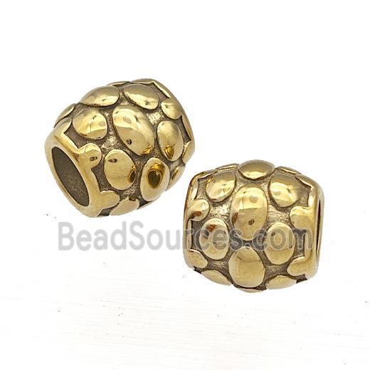 Stainless Steel Barrel Beads Large Hole Gold Plated