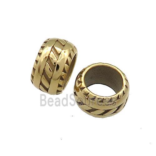 Stainless Steel Rondelle Beads Large Hole Gold Plated