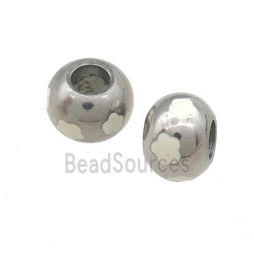 Raw Stainless Steel Rondelle Beads Large Hole Enamel Flower