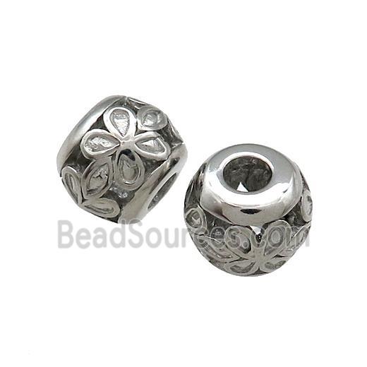 Raw Titanium Steel Round Beads Large Hole Hollow