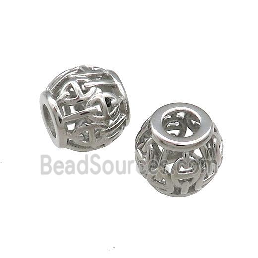 Raw Titanium Steel Barrel Beads Large Hole Hollow 