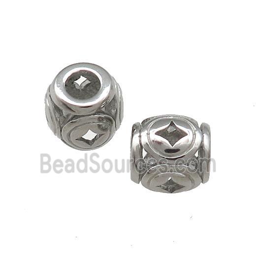 Raw Titanium Steel Barrel Beads Star Large Hole Hollow