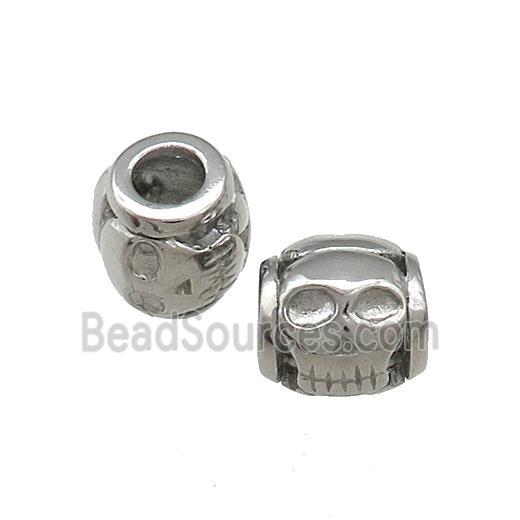 Raw Titanium Steel Barrel Beads Large Hole Hollow Skull